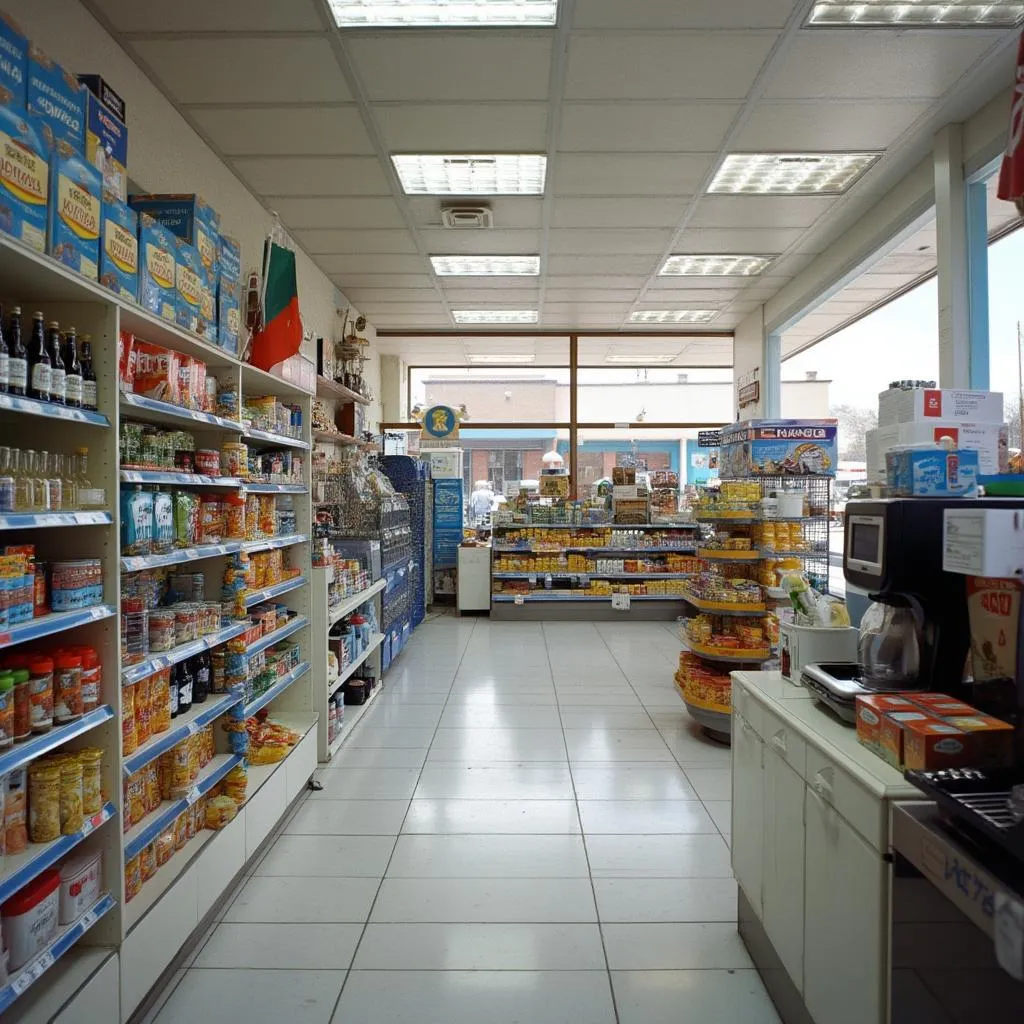Interior de una tienda de conveniencia bien surtida y limpia