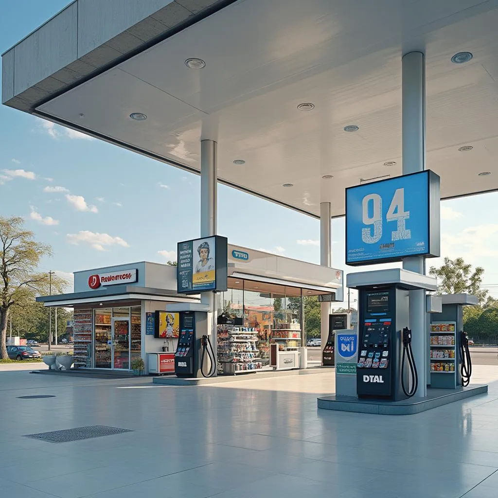 Estación de servicio moderna con tecnología